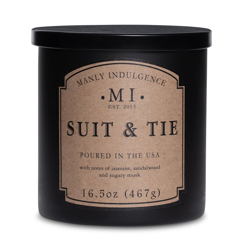 Manly Indulgence Suit & Tie Scented Candles for Men, 16.5 oz Single Wick, Premium Soy Blend Wax, 60H Burn, Candles for Home Scented â€“ Made in The USA - Image 1